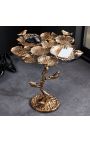 Zijde tafel "VOGELS" aluminiumkleur antiek messing
