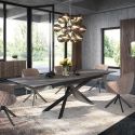 Трапезна маса "Euphoric" от черна стомана и плот от графитена керамика 180-220-260