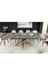 Mealtisch TEMAX gold und top keramik grau marmor 180-220-260cm