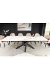 Gaļas galda TEMAX melns tērauds, virsmas keramikas marmors balts 180-220-260 cm