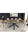 Spisebord TEMAX sort stål, top keramisk taupe marmor 180-220-260 cm