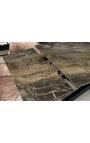 Mesa de jantar "TERCEIRO" aço preto, top cerâmica taupe mármore 180-220-260cm