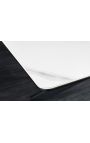 Mesa de comida "AVORIAZ" acero negro, mármol de cerámica superior blanco 160-200