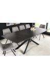 Mesa de comida AVORIAZ acero negro, cerámica superior gris