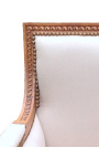 Großer Bergere-Sessel im Louis XVI-Stil aus beigem Leinenstoff und rohem Holz