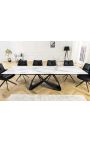 Tavolo da pranzo "GETS" acciaio nero, marmo in ceramica superiore bianco 180-220-260cm