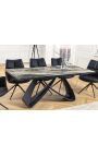 Mesa de comedor "GETS" acero negro, taupe de mármol de cerámica superior 180-220-260cm