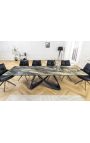 Mesa de comedor "GETS" acero negro, taupe de mármol de cerámica superior 180-220-260cm