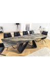 Dining table GETS black steel, top ceramic marble taupe 180-220-260cm
