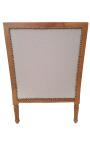 Grande bergère louis XVI tessuto beige lino e legno naturale