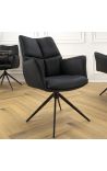 Chaise de repas moderne et rotative LESARCS en cuir noir