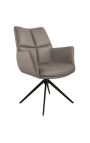 Chaise de repas moderne et rotative "LESARCS" en cuir marron