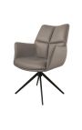 Chaise de repas moderne et rotative "LESARCS" en cuir marron