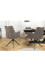 Chaise de repas moderne et rotative "LESARCS" en cuir marron