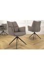 Chaise de repas moderne et rotative "LESARCS" en cuir marron