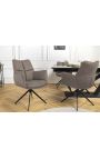 Chaise de repas moderne et rotative "LESARCS" en cuir marron