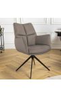 Chaise de repas moderne et rotative "LESARCS" en cuir marron