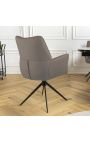 Chaise de repas moderne et rotative "LESARCS" en cuir marron