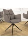 Chaise de repas moderne et rotative "LESARCS" en cuir marron