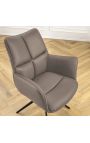 Chaise de repas moderne et rotative "LESARCS" en cuir marron