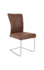 Set van 2 eetstoelen "ZOAN" weefsel van suede van chocolade en roestvrij staal