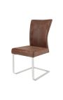 Set van 2 eetstoelen "ZOAN" weefsel van suede van chocolade en roestvrij staal