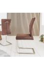 Set van 2 eetstoelen "ZOAN" weefsel van suede van chocolade en roestvrij staal