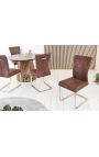Set van 2 eetstoelen "ZOAN" weefsel van suede van chocolade en roestvrij staal
