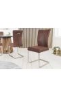 Ensemble de 2 chaises de repas "SOAN" tissu suédé chocolat et acier inoxydable