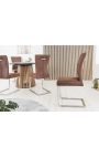 Set van 2 eetstoelen "ZOAN" weefsel van suede van chocolade en roestvrij staal