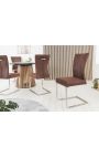 Set van 2 eetstoelen "ZOAN" weefsel van suede van chocolade en roestvrij staal