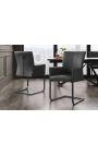Conjunto de 2 sillones de comedor "SOAN" diseño de cuero negro