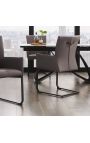 Set di 2 poltrone da pranzo "SO" design in pelle taupe