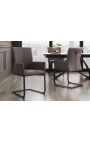 Set di 2 poltrone da pranzo "SO" design in pelle taupe