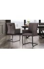 Ensemble de 2 fauteuils de repas "SOAN" design en cuir taupe