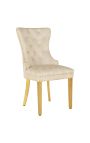 Set van 2 moderne barokke stoelen, diamanten rugleuning, beige & goud