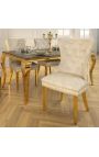 Set 2 moderních barokních židlí, diamantová opora, béžová a zlatá