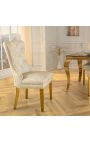Set 2 moderních barokních židlí, diamantová opora, béžová a zlatá