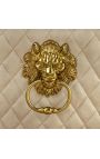 Conjunto de 2 cadeiras barrocas modernas, encosto de diamante, bege e ouro