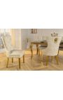 Set van 2 moderne barokke stoelen, diamanten rugleuning, beige & goud