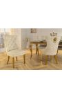 Set 2 moderních barokních židlí, diamantová opora, béžová a zlatá