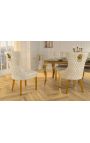 Set de 2 chaises baroque moderne, dossier à losanges, beige et acier doré