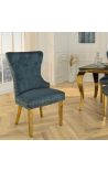 2 moderna barokstolar, diamant ryggstöd, bensinblå och guld - 15