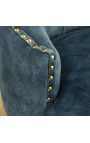 Conjunto de 2 sillas barrocas modernas, respaldo de diamantes, azul de gasolina y oro