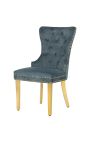 Set van 2 moderne barokstoelen, rugleuning in diamantmotief, petrolblauw & goud