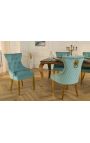 Set de 2 scaune baroc moderne, albastru clar și auriu