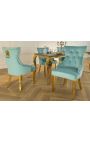 Set de 2 scaune baroc moderne, albastru clar și auriu