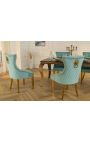 Set de 2 scaune baroc moderne, albastru clar și auriu