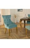 Set de 2 scaune baroc moderne, albastru clar și auriu - 12