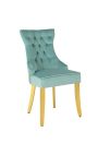 Ensemble de 2 chaises bleu clair et acier doré avec anneau dans le dos